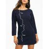 Robe à manches courtes à rayures à rayures Eyelet - Bleu Violet ONE SIZE