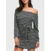 Mini robe moulante rayée à col ras du cou - Noir XL