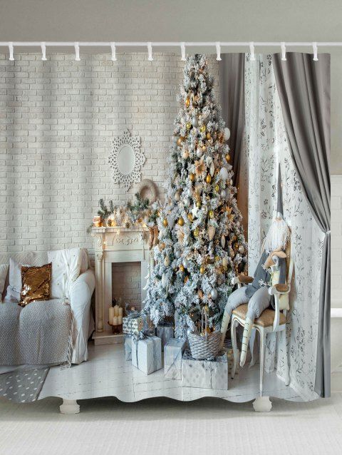 17 Off 2019 Christmas Tree Fireplace Printed Waterproof