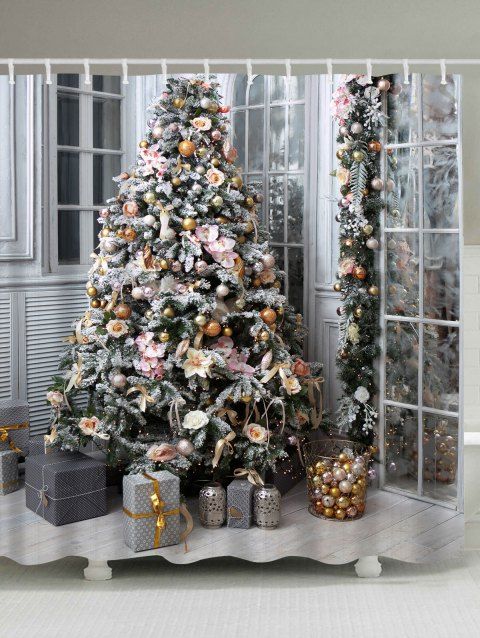 41 Off 2019 Christmas Tree Gift Print Waterproof Shower