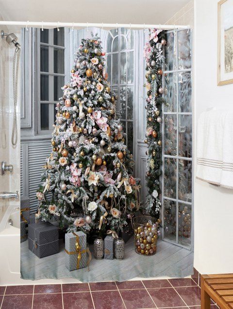 41 Off 2019 Christmas Tree Gift Print Waterproof Shower