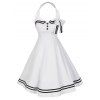 Robe Pin-Up Patineuse Dos-Nu avec Nœud Style Vintage - Blanc S