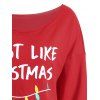 Christmas Slogan Letters Print Skew Neck Sweatshirt - RED S