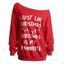 Sweat-shirt à Épaule Nue Imprimé Lettre Slogan de Noël - Rouge XL