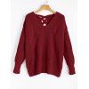 Pull Croisé Ajouré à Encolure V - Rouge vineux ONE SIZE