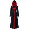 Halloween Robe Maxi Grande Taille à Capuche à Lacets - Rouge et Noir XL