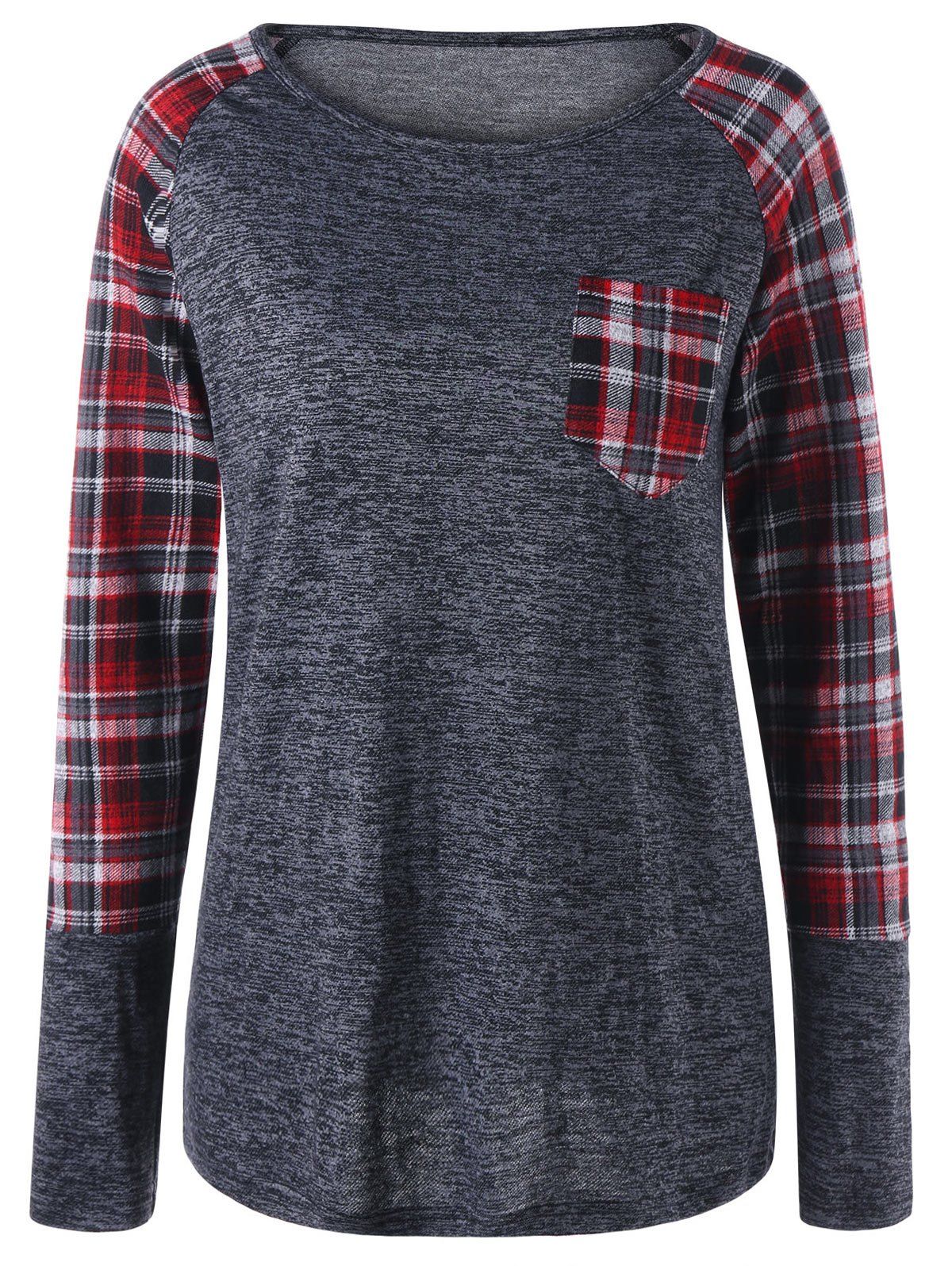 raglan shirt with plaid sleeves