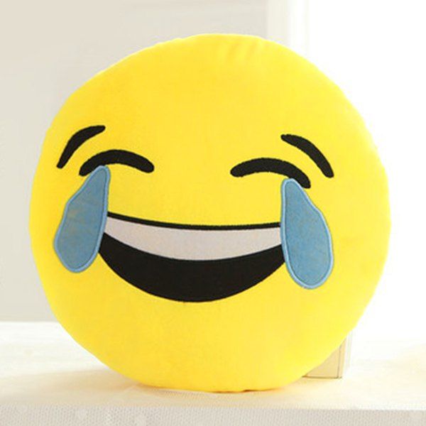 

Smile Face Emoticon Pattern Pillow Case, Blue and yellow
