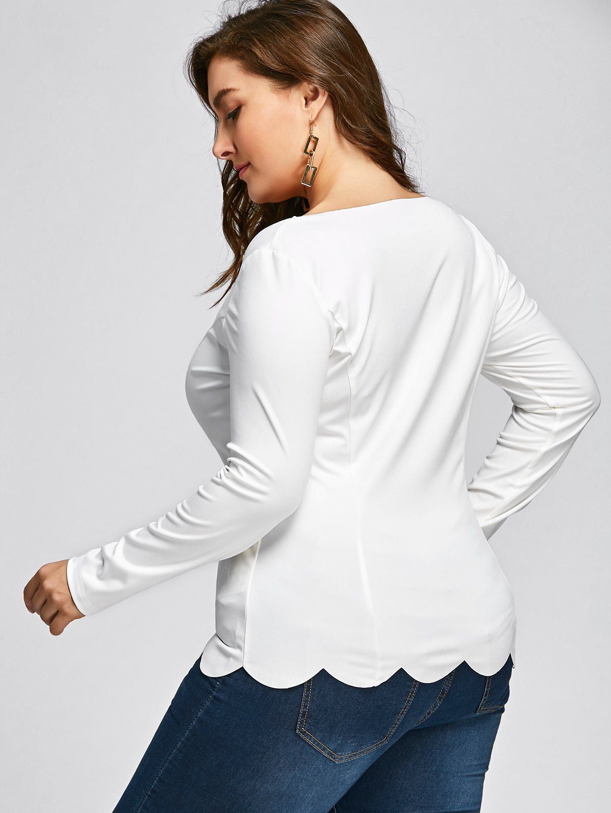 white long sleeve square neck top