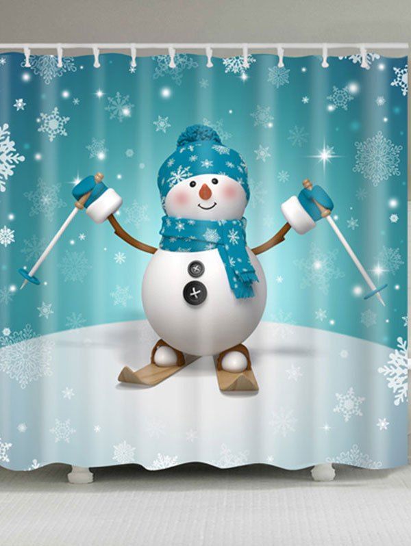 

Skiing Snowman Print Waterproof Bath Curtain, Marine green