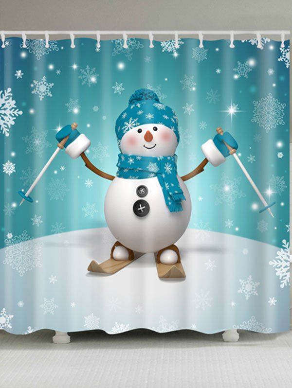 

Skiing Snowman Print Waterproof Bath Curtain, Marine green
