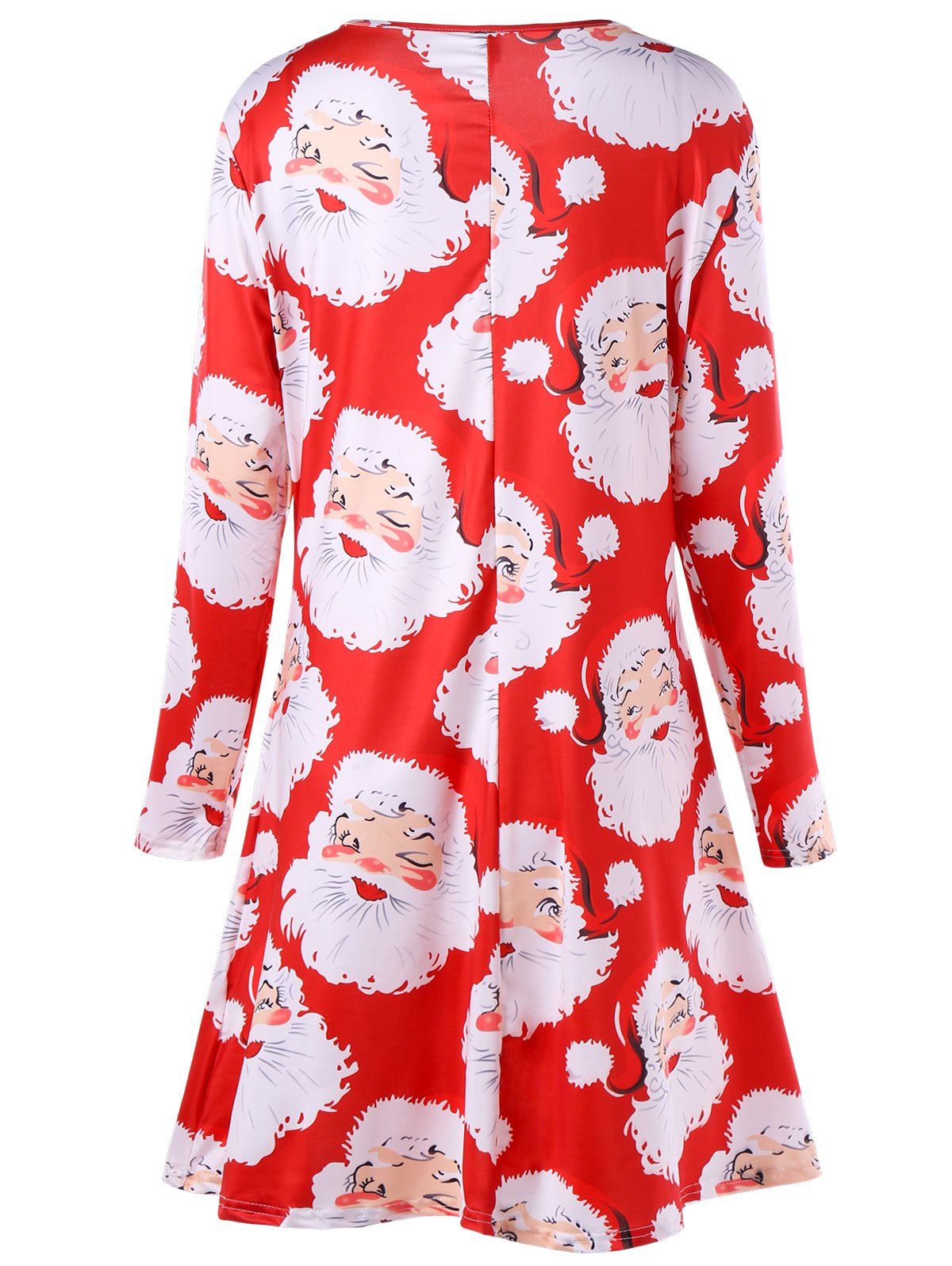 2018 Plus Size Santa Claus Print Mini Swing Dress RED XL In Plus Size ...