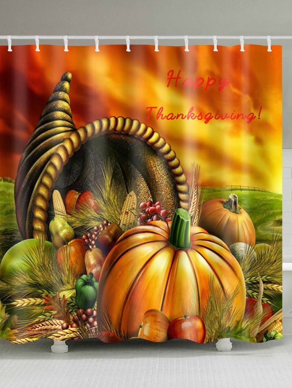 Rideau de Douche Imperméable Alimentation de Thanksgiving Imprimé - multicolore W59 INCH * L71 INCH