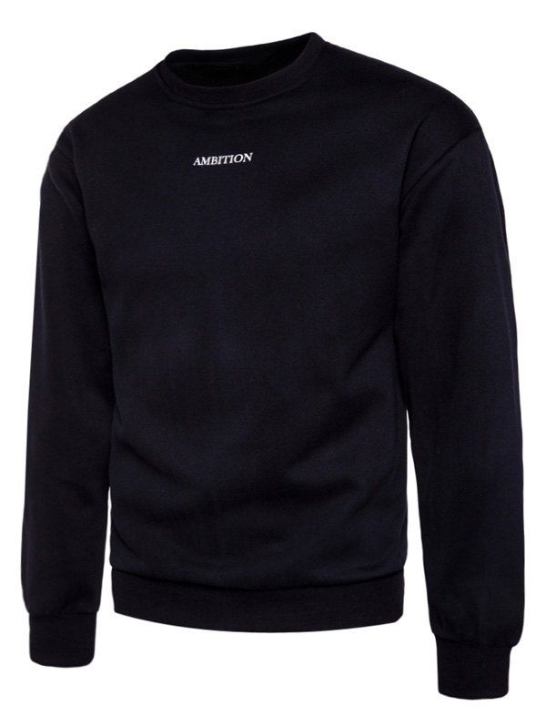 

Back Zipper Fleece Graphic Print Sweatshirt, Black