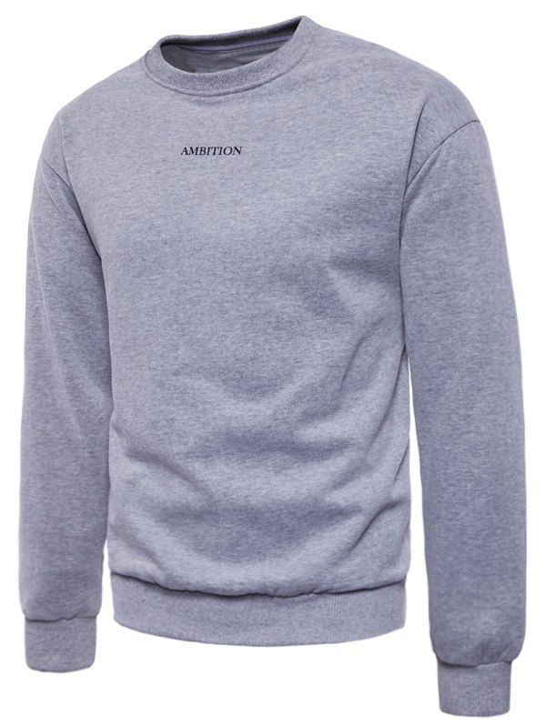

Back Zipper Fleece Graphic Print Sweatshirt, Light gray