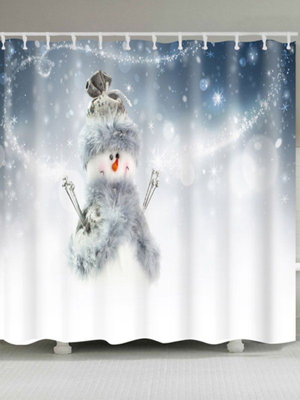 

Polyester Waterproof Snowman Print Bath Curtain, White