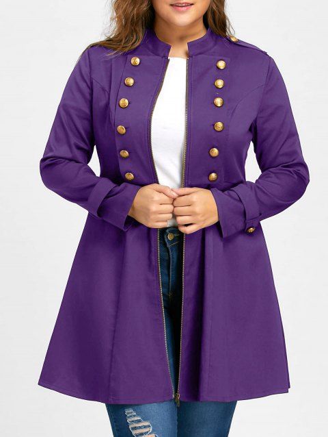 Purple Double Breasted Dress
