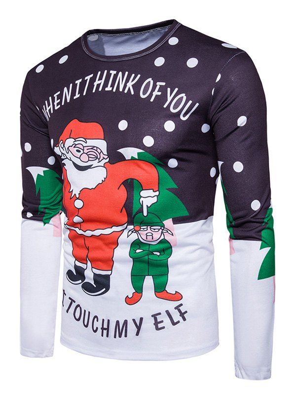 Funny Santa Print Christmas Ugly T-shirt - COLORMIX 2XL