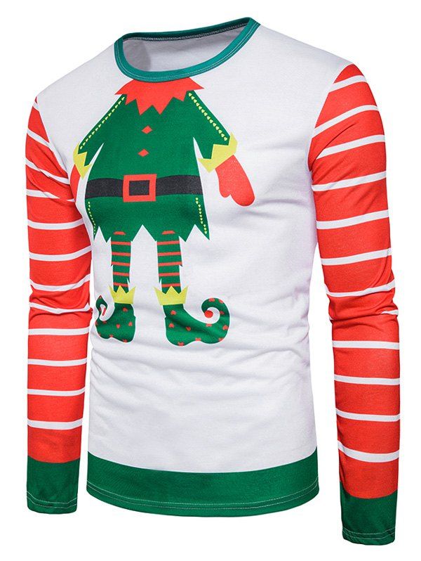 Cartoon Figure Print Christmas Ugly T-shirt - COLORMIX S