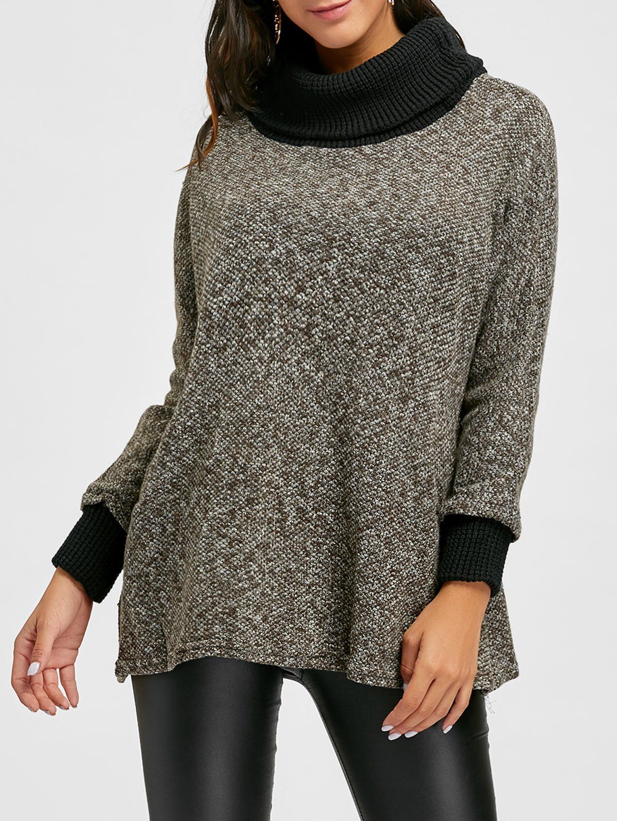 

Loose Fit Heathered Turtleneck Knitwear, Coffee