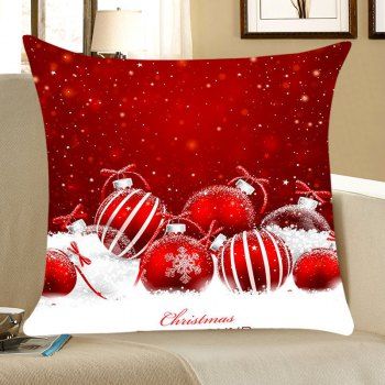 Christmas Snow Balls Pattern Square Throw Pillow Case