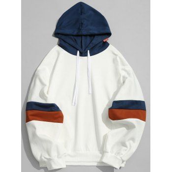 [27% OFF] 2023 Pullover Contrast Color Hoodie In WHITE | DressLily