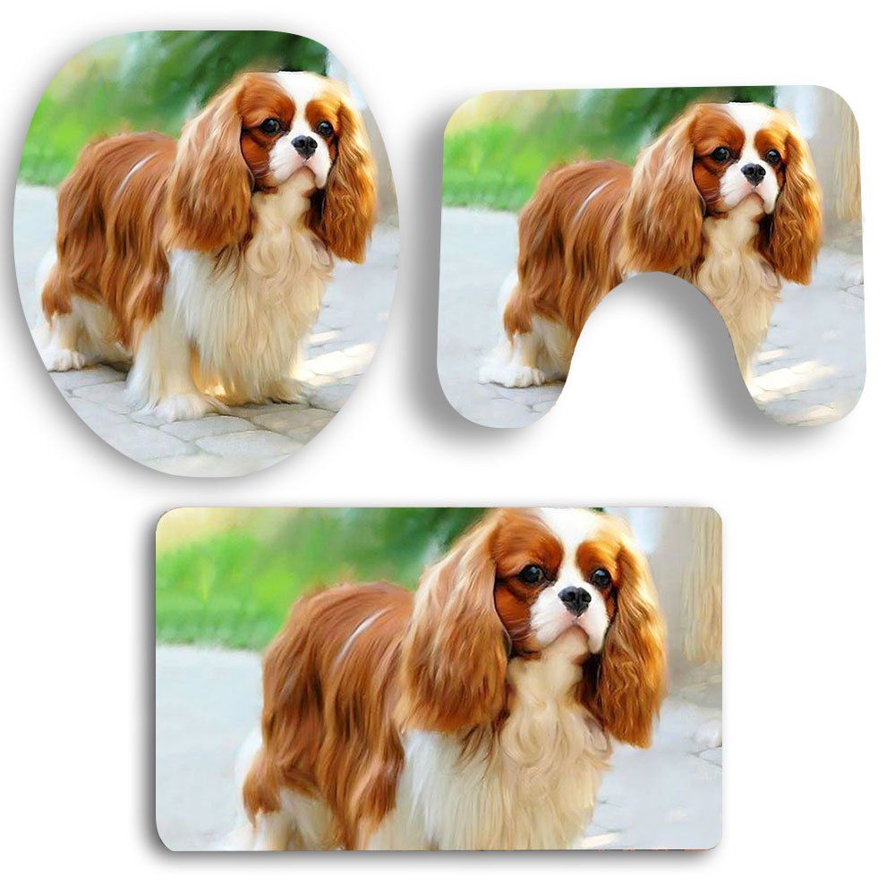 

Cute Dog Pattern 3Pcs Bath Toilet Mats Set, Brown