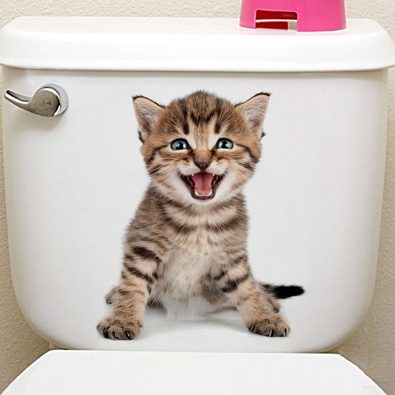 

3D Animal Toilet Closestool Wall Art Decal, Taupe