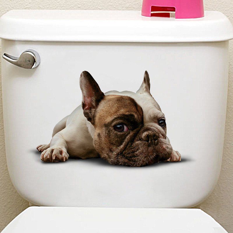 

3D Animal Toilet Closestool Wall Art Decal, Coffee