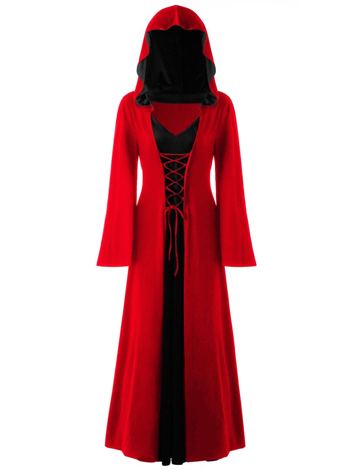 

Plus Size Hooded Lace Up Maxi Dress, American beauty