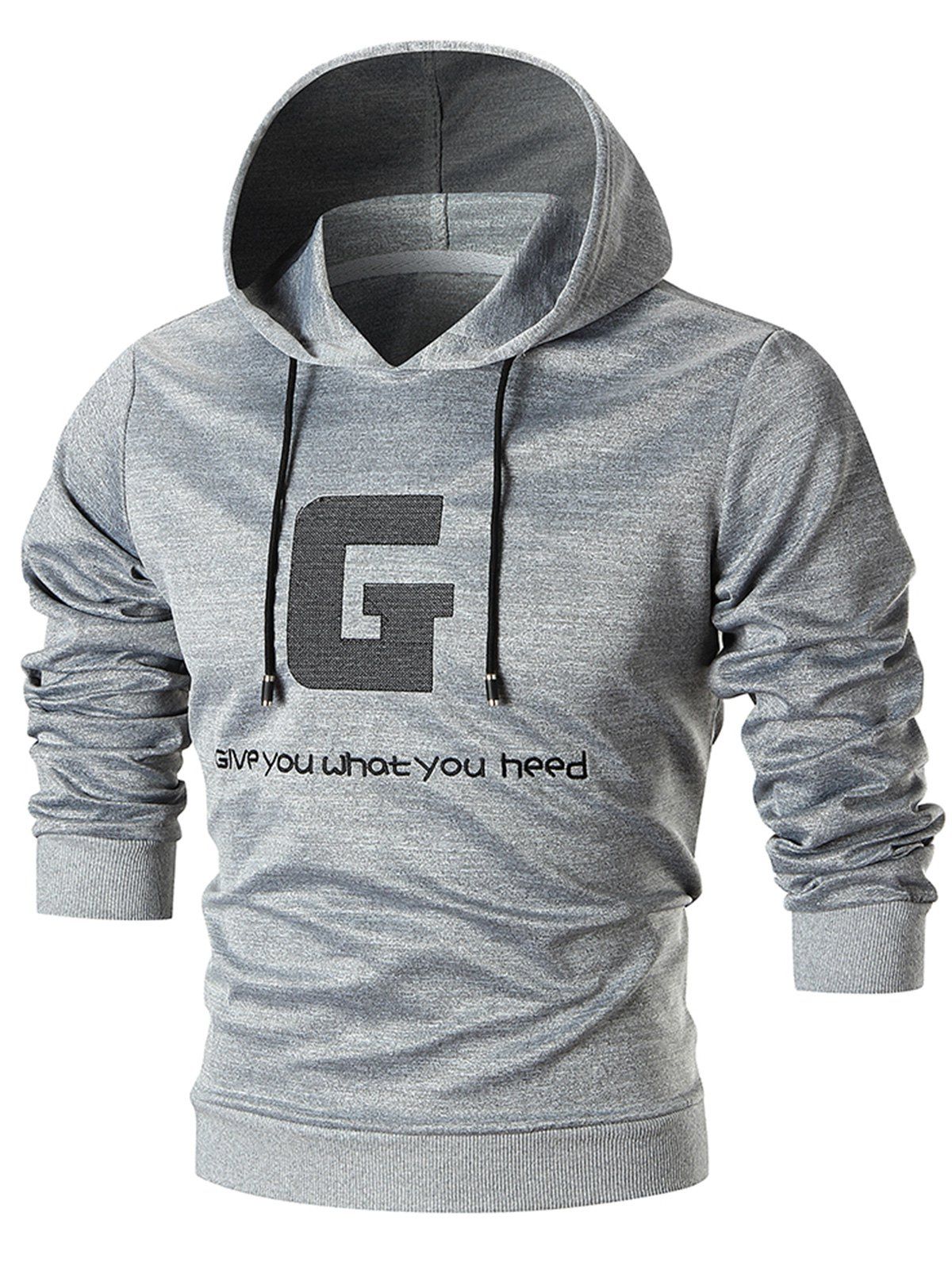 

Graphic Embroidered Pullover Hoodie, Gray