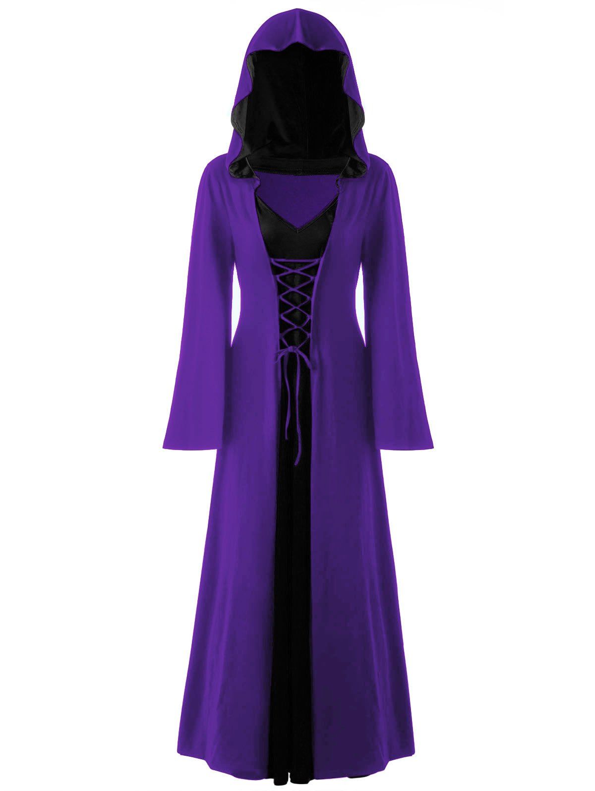 

Plus Size Hooded Lace Up Maxi Dress, Concord