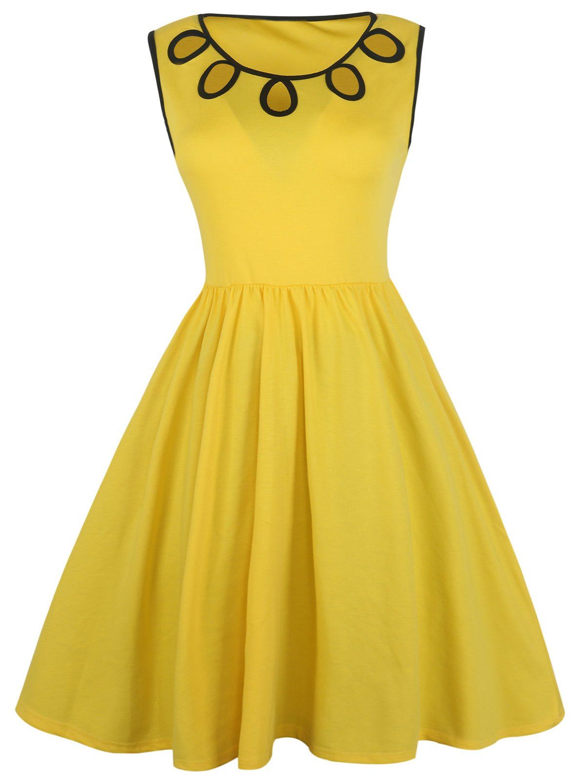 

Cut Out Sleeveless A Line Dress, Yellow