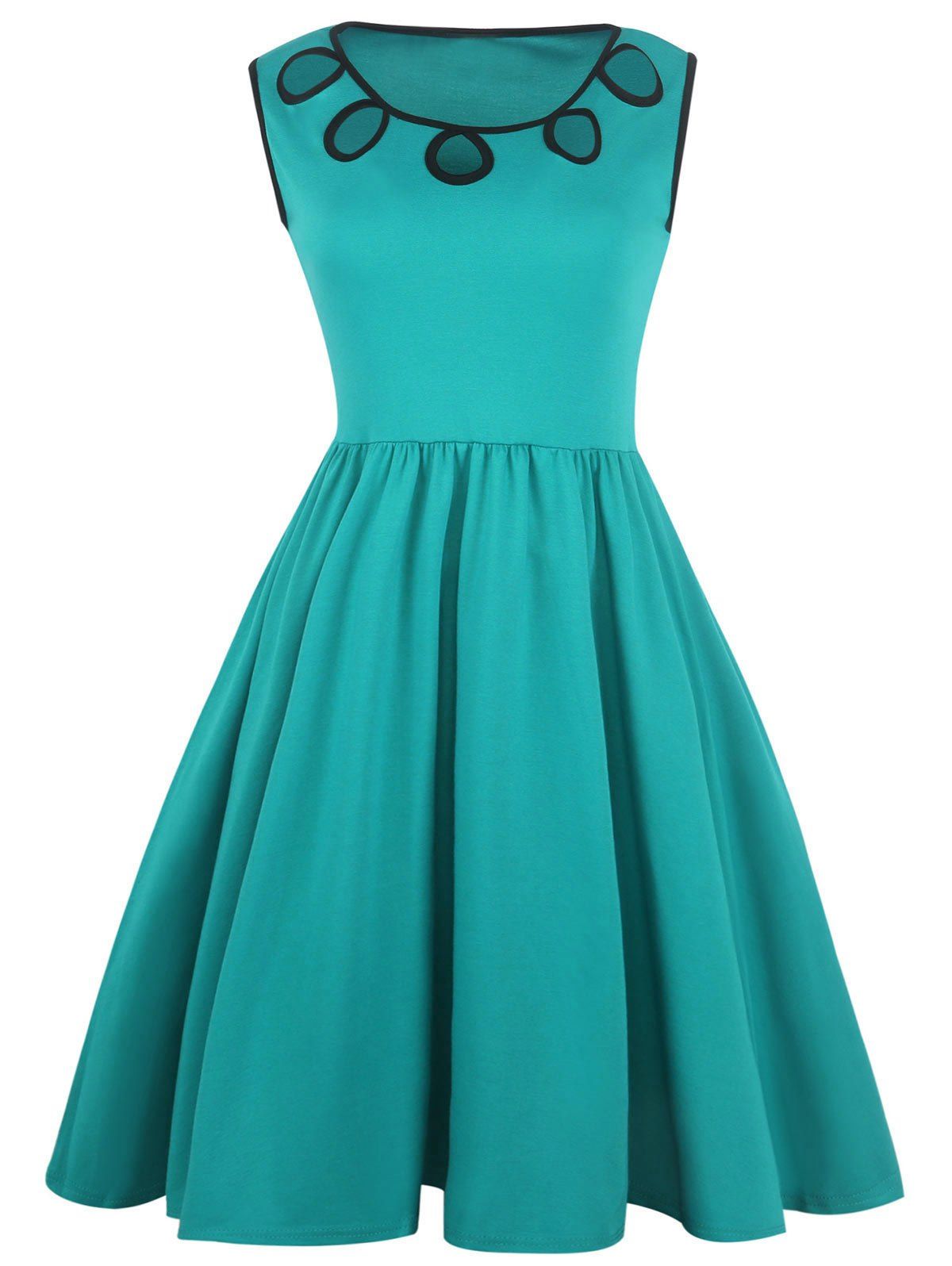 

Cut Out Sleeveless A Line Dress, Lake blue