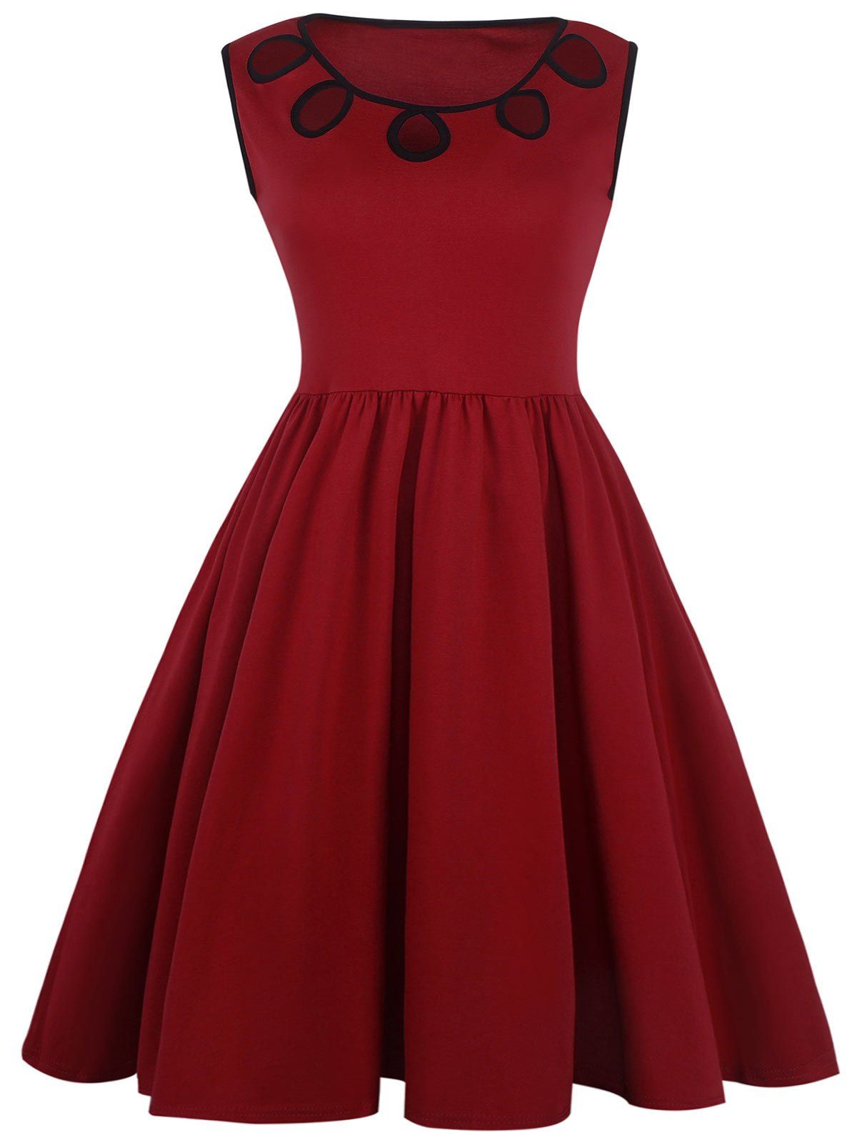 

Cut Out Sleeveless A Line Dress, Red