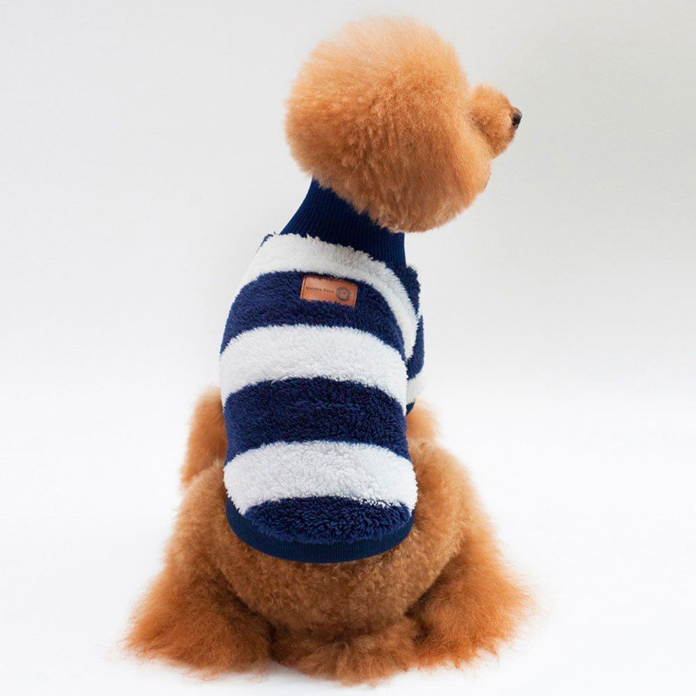

Striped Turtleneck Coral Fleece Clothes for Dog, Royal