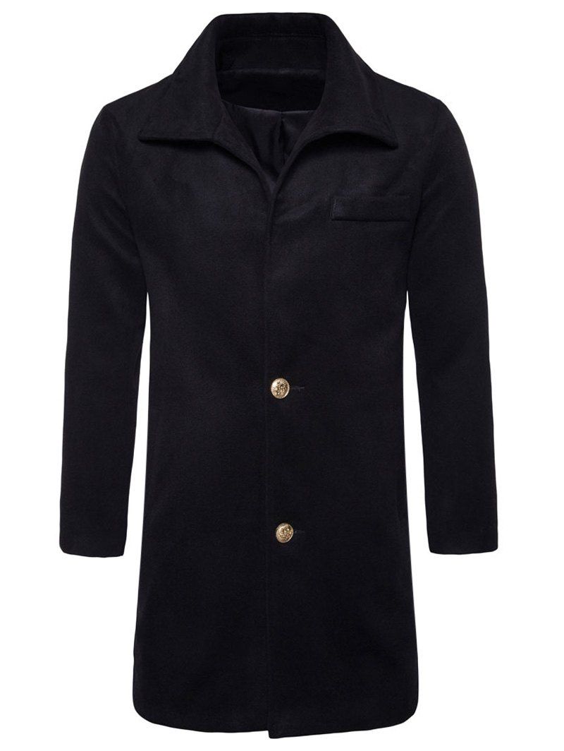 

Edging Single Breasted Woolen Coat, Black