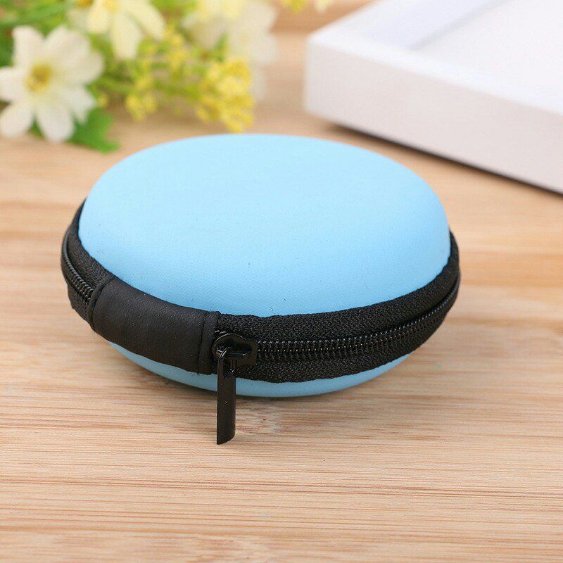 

Earphone Round Storage Case, Blue