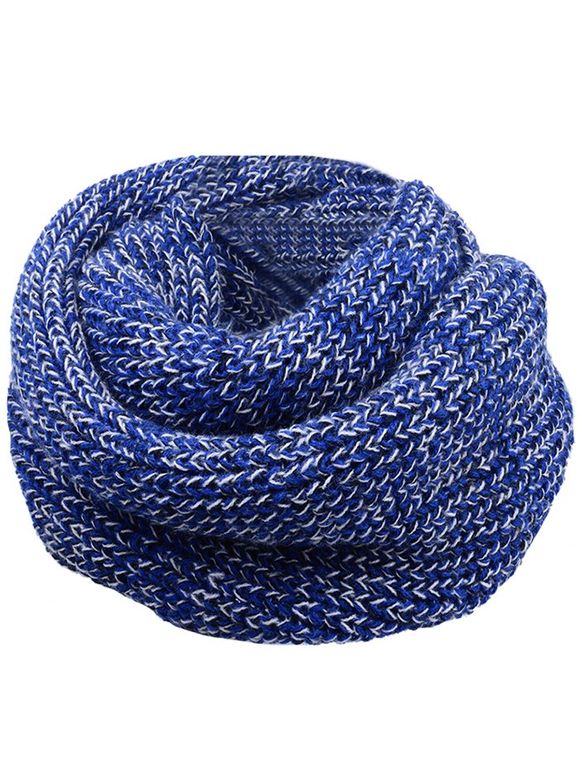 Écharpe chaude tricotée au crochet en crochet de couleur vintage - Bleu et Blanc 