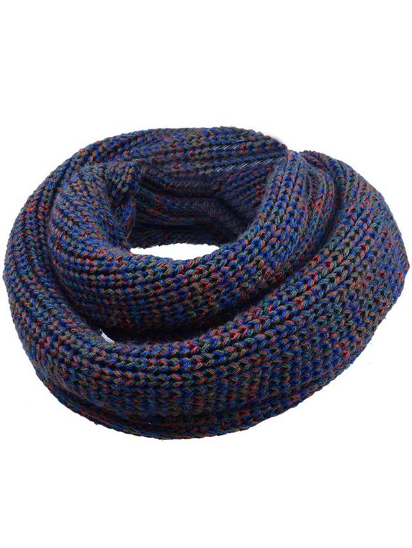 Écharpe chaude tricotée au crochet en crochet de couleur vintage - Bleu Marine/Gris/Blanc 