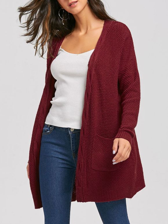 Chunky Pull Cardigan - Rouge vineux ONE SIZE
