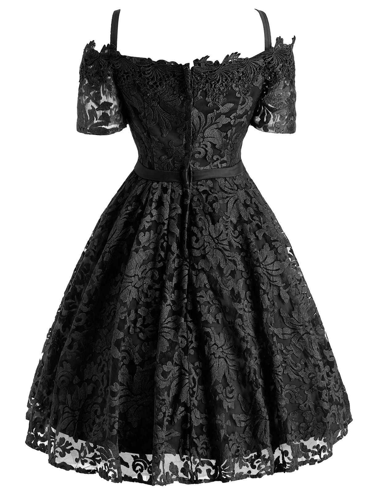 Photo Gallery Floral Lace Cold Shoulder Bowknot Formal