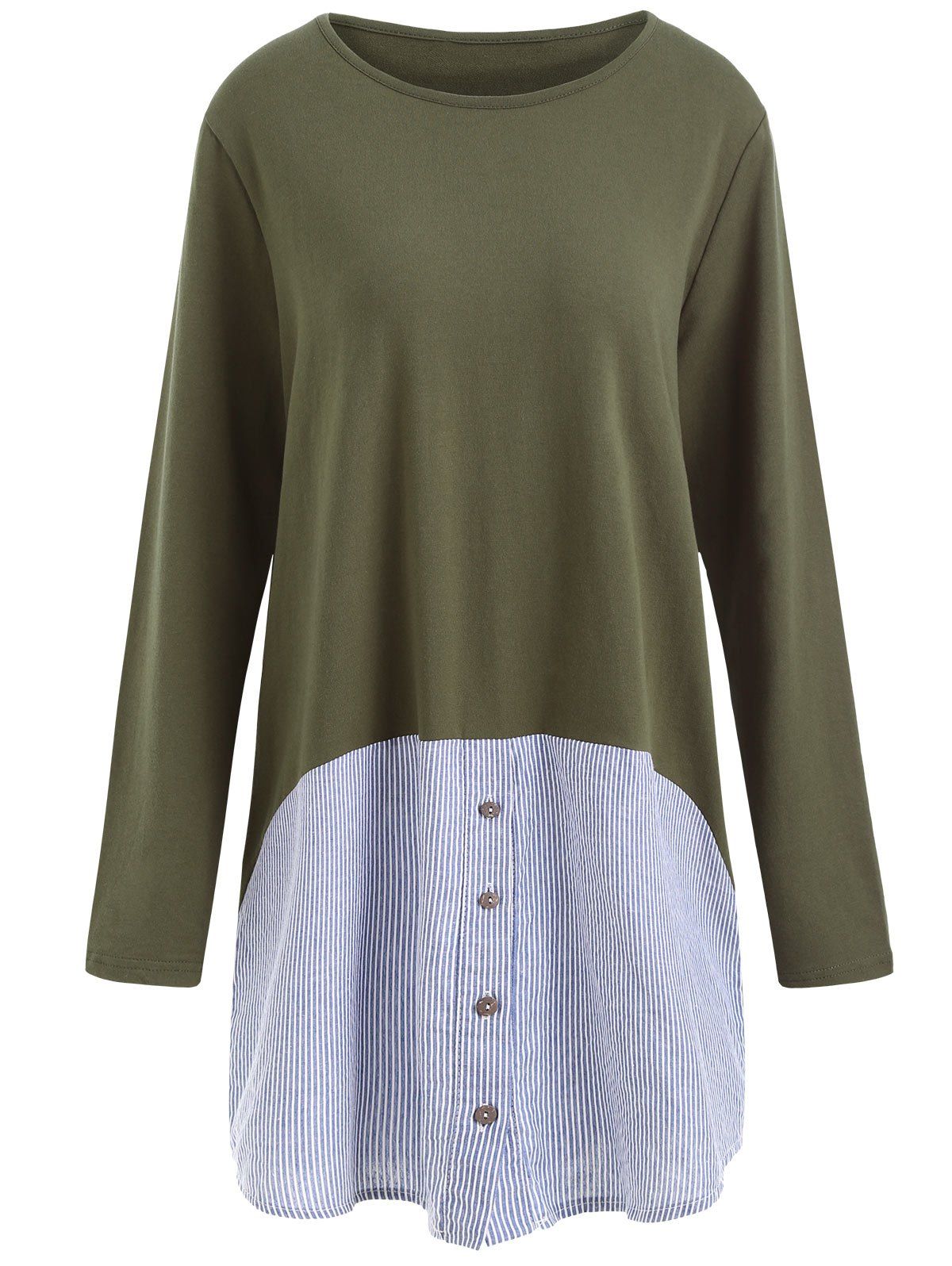 

Striped Panel Plus Size Tunic Top, Green