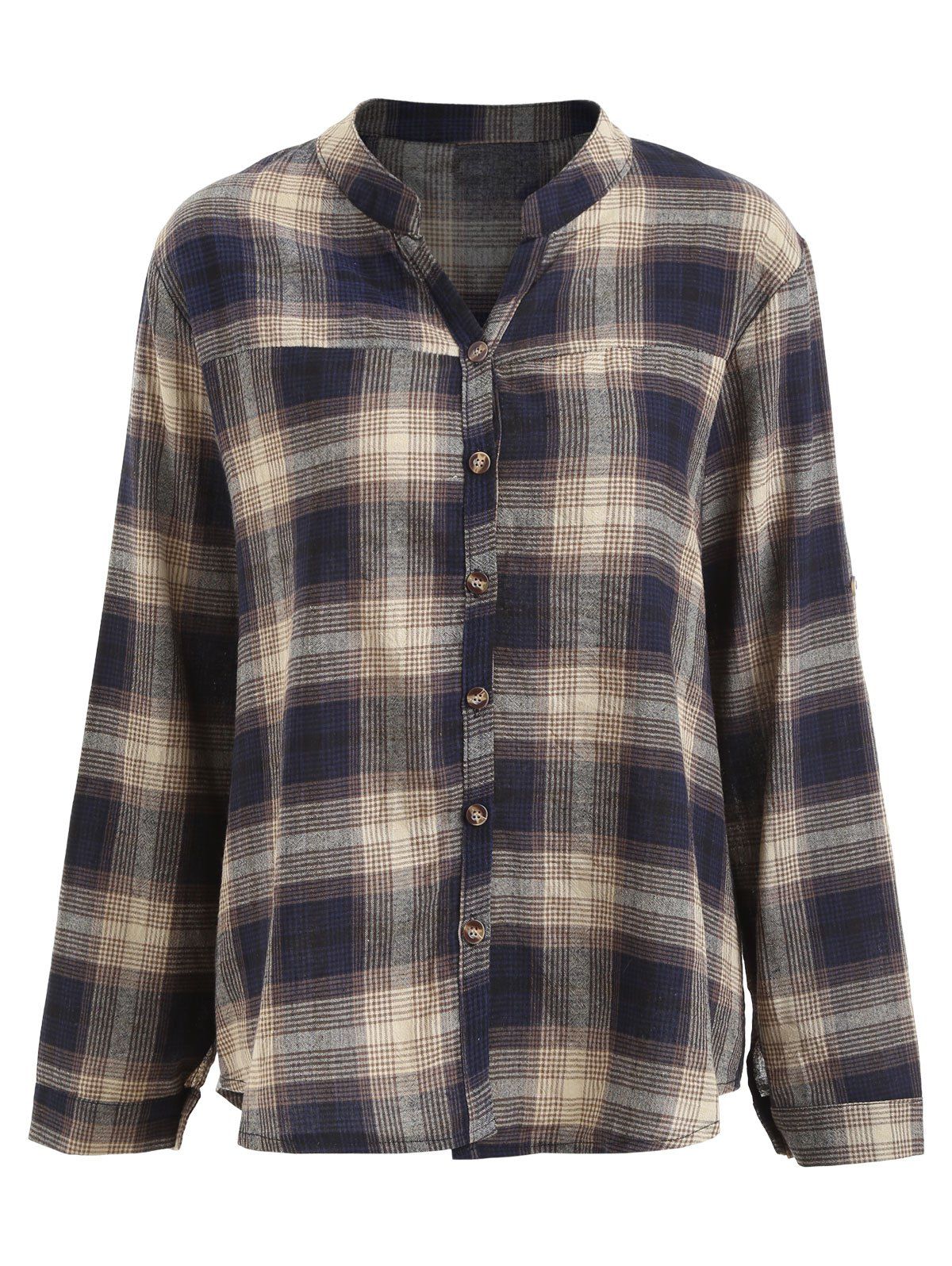 

Button Up Plus Size Plaid Shirt, Checked