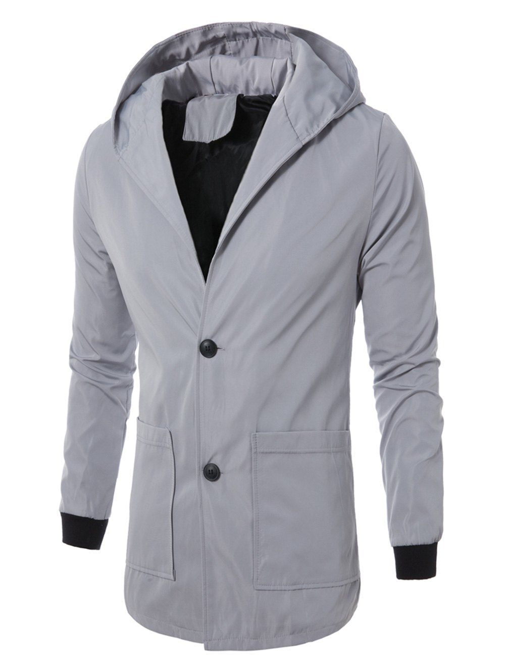 

Pockets Single Breasted Longline Coat, Gray