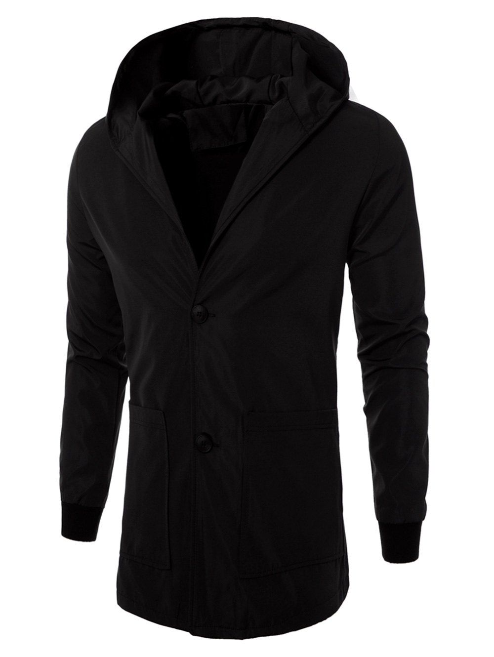 

Pockets Single Breasted Longline Coat, Black