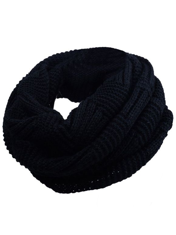 Écharpe Épais Tricoté en Crochet Doux - Noir 