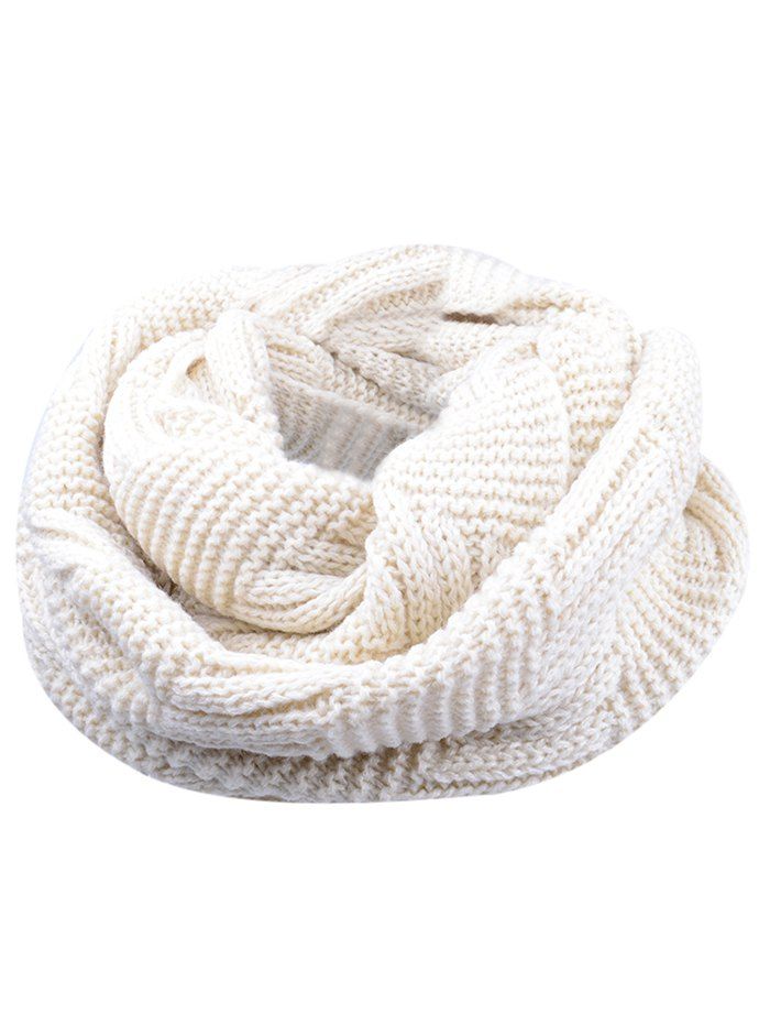 Soft Crochet Knitted Chunky Scarf - BEIGE 