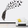 Autocollants muraux de modèle de colombe de plumes - Noir 58*100CM