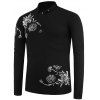 T-shirt à imprimé floral demi-zippé - Noir XL